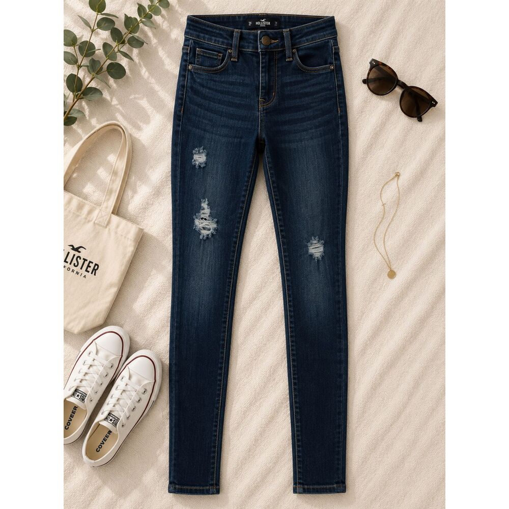Hollister Ultra High Rise Jean Legging Size 00s Blue Denim Jeggings Skinny (554)